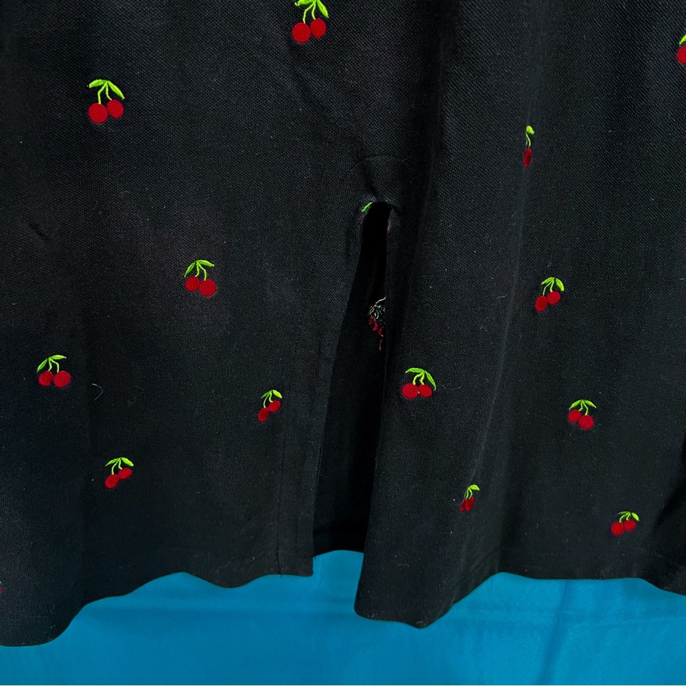 Cherry-Embroidered Black Midi Dress - Picture 7 of 7